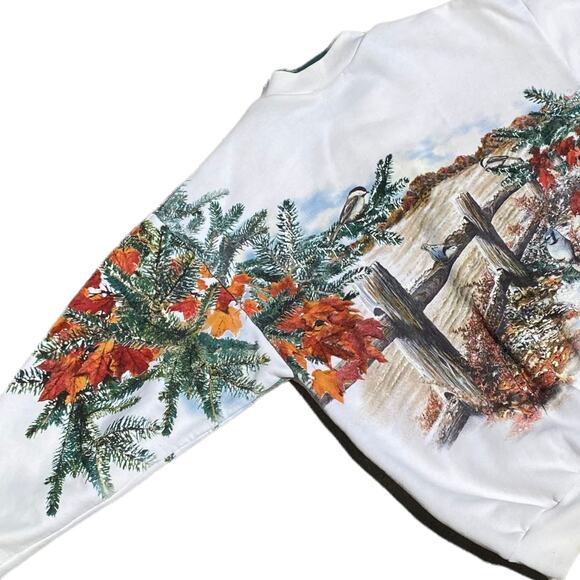 Art Unlimited Fall to Frost Wildlife Scene Double-sided Sweatshirt Sz M - Picture 11 of 12